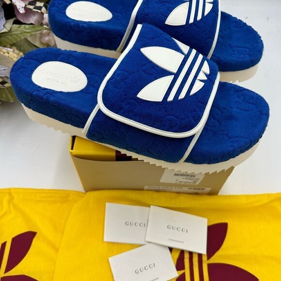 Men’s Gucci, X Adidas monogram, GG slides size 13 made in Italy - Picture 9 of 9